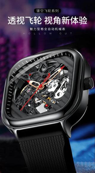 AILANG Men's Watch Top Brand Luxury Watch Men's Mechanical Silicone Strap Waterproof Watch Men's Hollow Reloj Hombre 2020 New ALODIA STORE