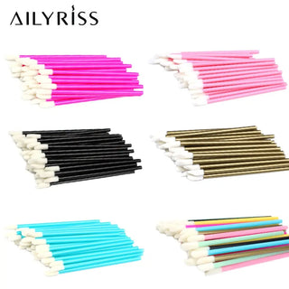 Disposable Lip Brushes 50pcs Eyelash Cleaning Makeup Removing Tools Lipstick Lip Gloss Mascara Wands Set Cosmetic Applicator ALODIA STORE