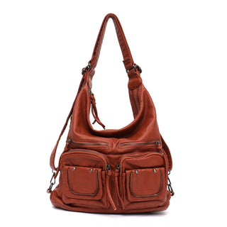 CEZIRA Large Soft Casual Women Bags Functional Girl School Backpack PU Leather Bag Ladies Multi Pockets Messenger&amp;Shoulder Bag ALODIA STORE