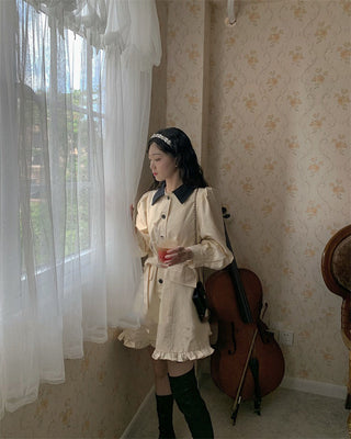 Vintage Elegant Dress Women Autumn Patchwork ALODIA STORE