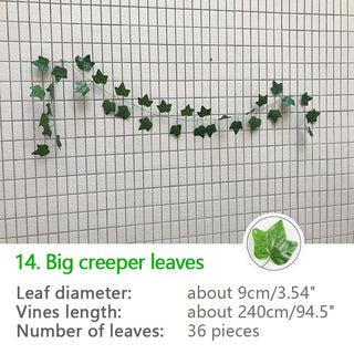 240cm Green Silk Artificial Hanging Ivy Leaf Garland Plants Vine Grape Leaves 1Pcs Home Bathroom Decoration Garden Party Decor ALODIA STORE
