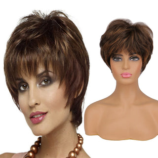 WHIMSICAL W Synthetic Women Mixed Blonde Brown Short Wigs Natural Hair Wigs Heat Resistant Hair Wig for Women ALODIA STORE