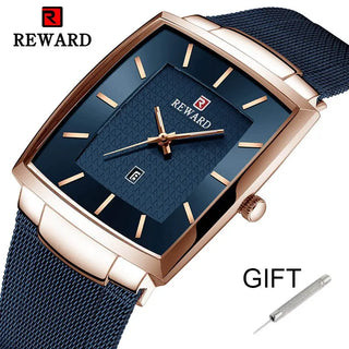 REWARD Top Brand Men's Watch Business Relogio Masculino Square Quartz Man Watch Men Wristwatch Full Steel Waterproof Male Watch ALODIA STORE