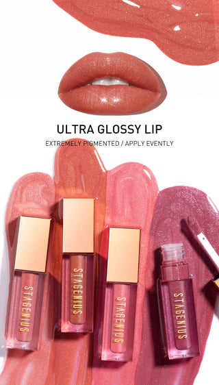 STAGENIUS Lipgloss Waterproof Long-lasting 8 Shades Mirro Glass Non Stick Shimmer Glitter Gloss Lip Tint Makeup ALODIA STORE