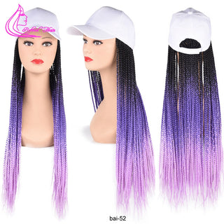 Box Braids Baseball Cap Wig 24inch Long Synthetic Braid Wigs Hat with Braiding Hair Extensions For Black Women Adjustable Size ALODIA STORE