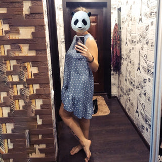 Summer dress Polka Dot Sleeveless Beach Mini Dress ALODIA STORE