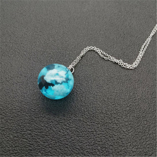Chic Transparent Resin Rould Ball Moon Pendant Necklace Women Blue Sky White Cloud Chain Necklace Fashion Jewelry Gifts for Girl ALODIA STORE