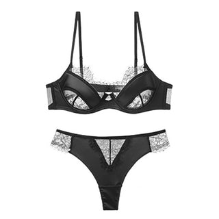 CINOON Sexy Eyelash Lace Bra Set Women Lingerie French Embroidery Bralette Push Up Brassiere Female Underwear Bra and Panty Set ALODIA STORE