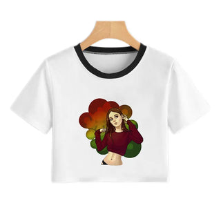 2020 New Summer Sexy Girls Printing Fashion Harajuku Sexy Tank Crop Top Mujer White Tops Clothes Women Croptop Short Sleeve ALODIA STORE