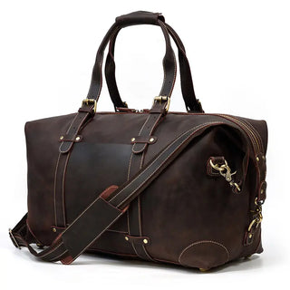 100% Genuine Crazy Horse Leather Men Travel Bags With Rivet Big HandBag For Male Cowhide Duffel Bag Mans Travelling Bag luxury ALODIA STORE