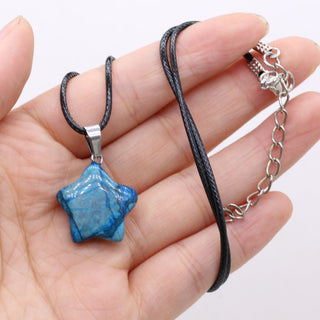 40cm Natural Five-pointed Star Shape Agates Tiger Eye Clear Quartzs Stone Pendant Necklace for Women Jewelry Gift Size 20x20mm ALODIA STORE