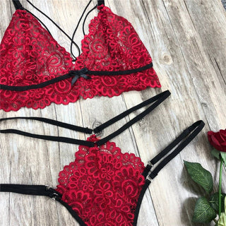 2020 Hot Women Sexy Romantic See Through Bra Transparent Lace Underwear Sexy Women Sets Lingerie Set Femme Bra And Panties Set ALODIA STORE
