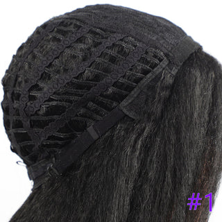 Long Kinky Straight Synthetic Wigs for Black Women Black Brown Blonde Ginger Red White Hair Afro Wigs Synthetic STW Hair Wigs ALODIA STORE