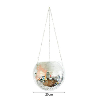 Disco Ball Hanging Flower Pot For Indoor Plants Bohemian Style Flower Planter Pots Rope Mirror Hanging Basket Garden Decor Vase ALODIA STORE