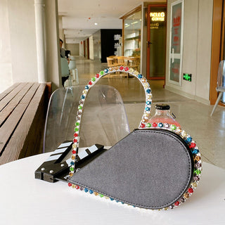 Luxury Colored Diamond Half Moon Women Purses and Handbags Evening Bag Serpentine Designer Party Clutch Bag Chic Wedding Bag ALODIA STORE