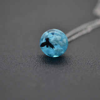 Chic Transparent Resin Rould Ball Moon Pendant Necklace Women Blue Sky White Cloud Chain Necklace Fashion Jewelry Gifts for Girl ALODIA STORE
