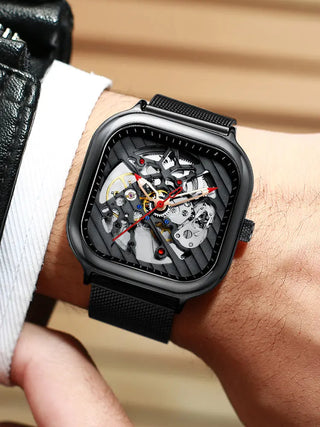 AILANG Men's Watch Top Brand Luxury Watch Men's Mechanical Silicone Strap Waterproof Watch Men's Hollow Reloj Hombre 2020 New ALODIA STORE