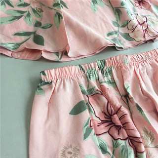 Daeyard Women's Pajamas Sexy Lingerie Silk Overall Print Cami And Shorts 2Pcs Pyjama Set Sleepwear Summer Pijama Nighty Homewear ALODIA STORE