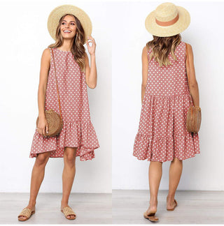 Summer dress Polka Dot Sleeveless Beach Mini Dress ALODIA STORE
