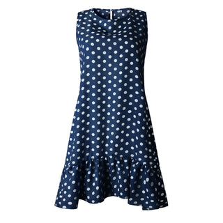 Summer dress Polka Dot Sleeveless Beach Mini Dress ALODIA STORE