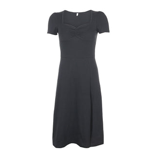 Summer Dress Women Square Collar Ruched Korean ALODIA STORE