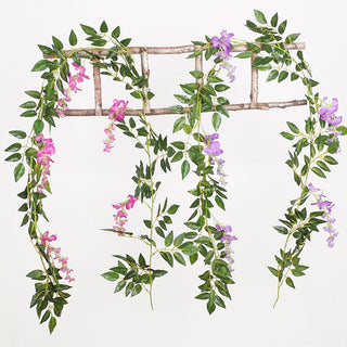 Wisteria Artificial Flower Vine Ivy Leaf Garland Silk Rose Flowers Rattan String Vine Wedding Arch Flower Home Garden Decoration ALODIA STORE
