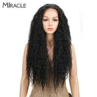 13*4 Synthetic Lace Front Wig Curly Afro Wigs Cosplay Wig Ombre Blonde Lace Front Wig For Women 30Inch Natural Wigs Miracle Hair ALODIA STORE