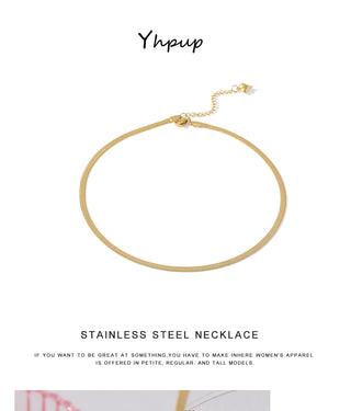 Yhpup Charm New Geometric Snake Chain Necklace Trendy Stainless Steel Jewelry Golden Metal Texture брелок Women Waterproof Gift ALODIA STORE