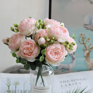 Artificial Flowers Peony Bouquet Silk Rose Vase for Home Decor Garden Wedding Decorative Fake Plants Christmas Garland Material ALODIA STORE