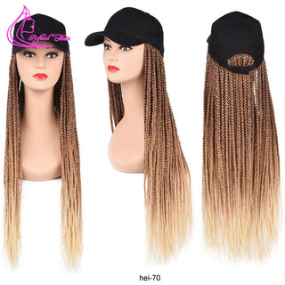 Box Braids Baseball Cap Wig 24inch Long Synthetic Braid Wigs Hat with Braiding Hair Extensions For Black Women Adjustable Size ALODIA STORE