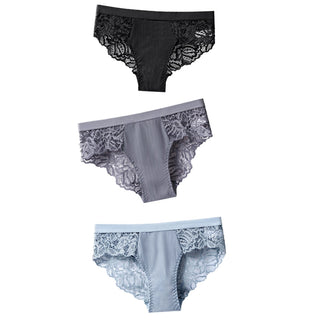 3 Pcs Cotton Panties Sexy Panty Briefs Lace Panties Women Underwear Lingerie Panties for Female Ladies Floral Pantys Underpants ALODIA STORE