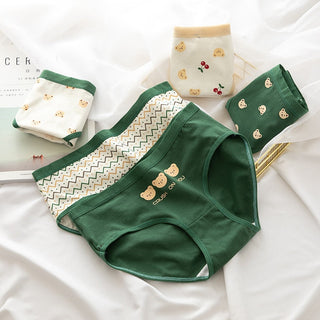 2021 Women Cotton Underwear Japanese Cute Briefs Mid Waist Seamless Underpants Cute Cartoon Panties Female Cotton Lingerie ALODIA STORE