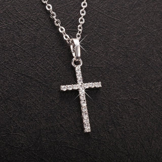 Fashion Female Cross Pendants dropshipping Gold Black Color Crystal Jesus Cross Pendant Necklace Jewelry For Men/Women Wholesale ALODIA STORE