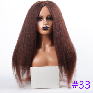 Long Kinky Straight Synthetic Wigs for Black Women Black Brown Blonde Ginger Red White Hair Afro Wigs Synthetic STW Hair Wigs ALODIA STORE