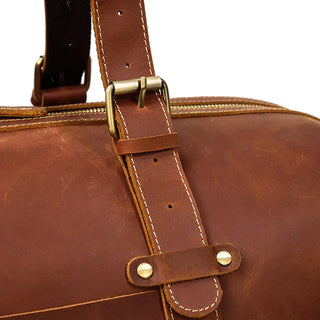100% Genuine Crazy Horse Leather Men Travel Bags With Rivet Big HandBag For Male Cowhide Duffel Bag Mans Travelling Bag luxury ALODIA STORE