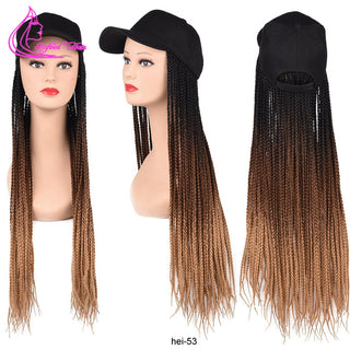 Box Braids Baseball Cap Wig 24inch Long Synthetic Braid Wigs Hat with Braiding Hair Extensions For Black Women Adjustable Size ALODIA STORE