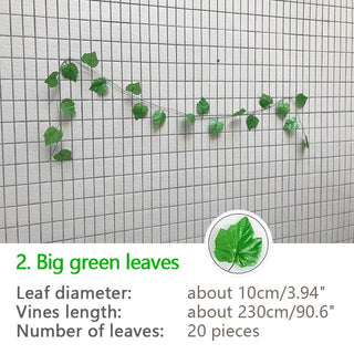 240cm Green Silk Artificial Hanging Ivy Leaf Garland Plants Vine Grape Leaves 1Pcs Home Bathroom Decoration Garden Party Decor ALODIA STORE