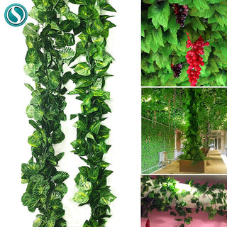 2.4M Silk Artificial Ivy Rattan Leaf Garland Plant Vine Home Wedding Bathroom Decoration Garden Festival Party Decor fake flower ALODIA STORE