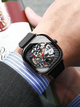 AILANG Men's Watch Top Brand Luxury Watch Men's Mechanical Silicone Strap Waterproof Watch Men's Hollow Reloj Hombre 2020 New ALODIA STORE
