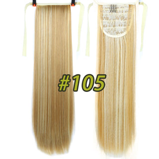 Allaosify Long Straight Clip In Hair Fake Hair Ponytail Hairpiece With Hairpins Synthetic Hair Pony Tail Brown Hair Extensions ALODIA STORE