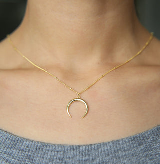 Hot Sale Delicate Moon pendant Necklace Jewelry Curved Moon Necklace Gold color 925 Silver Moon Necklace Jewelry Birthday Gift ALODIA STORE