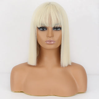 WERD Short Straight Bob Wigs for Women Synthetic wig with bangsPink Lolita Wigs Black  Blue Red Cosplay Wig ALODIA STORE