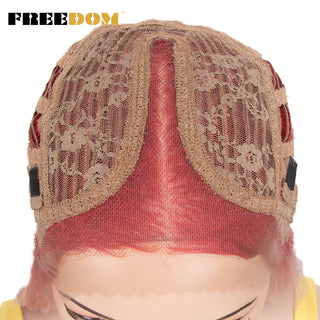 FREEDOM Synthetic Lace Wig 28 Inch Long Straight Hair Wigs Soft Red Orange Blonde Lace Front Wigs For Black Women Cosplay Wigs ALODIA STORE