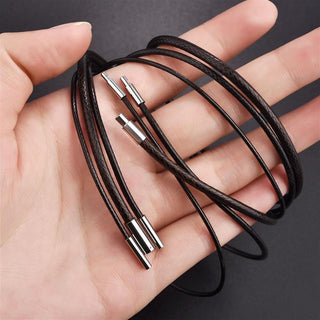 45/50/60cm Black Brown Braid Wax Cord DIY Pendant Necklace Jewelry Making Handmade Leather Rope Steel Clasp String Chain ALODIA STORE