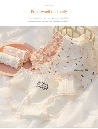 WomeN Cotton Underwear Lovely Girl Bow Panties Sexy Lace Panties Mid Waist Seamless Comfort Briefs Female Lingerie ALODIA STORE