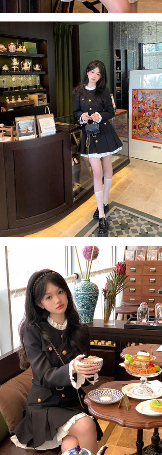 Korean Elegant Party Mini Dress Female Long Sleeve ALODIA STORE