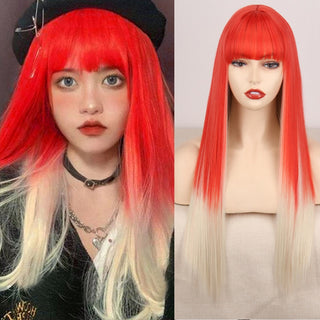Lolita synthetic Wig Pink Wig Blonde wig Long Streight hair With Bangs Natural wigs For women hair Cosplay Wig ALODIA STORE