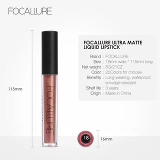 FOCALLURE 39 Color Matte Lipgloss Lip Tint Paint Colors Long Lasting Waterproof Liquid Moisturizing Lipstick Beauty Makeup ALODIA STORE