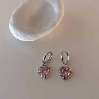 Y2K Accessories Fashion Peach Heart Water Drop Pendant Necklace Pink Crystal Egirl Sweet Cool Clavicle Chain Aesthetic Jewelry ALODIA STORE