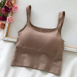 Summer Y2k Top Women Basic Streetwear CropTops Solid Color Casual Tank Top Woman Slim Elasticity TShirt Backless Camisole Female ALODIA STORE